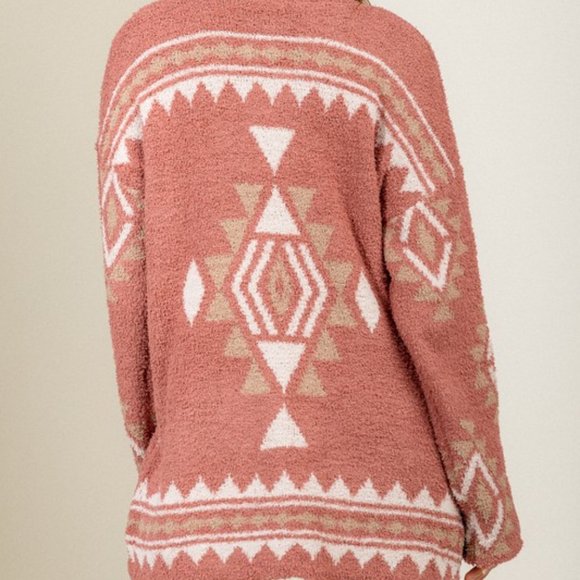 Last 1! NWT Cozy Aztec Print Cardigan Sweater - Picture 7 of 7